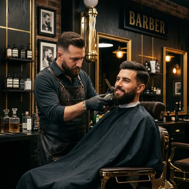 Barbeiro profissional em atendimento premium